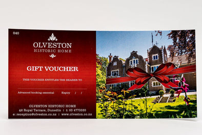 Purchase the gift of a visit to Olveston for friends or family - one family pass, includes 2 adults and up to 3 children. Bookings essential.