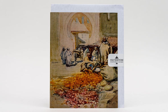 This card features the watercolour painting 'The Orange Seller, Tangier' by Frances Hodgkins