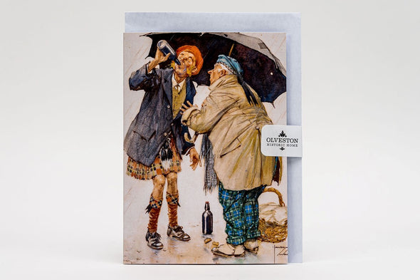 This card features the watercolour caricature 'An Anxious Moment' by Lawson Wood